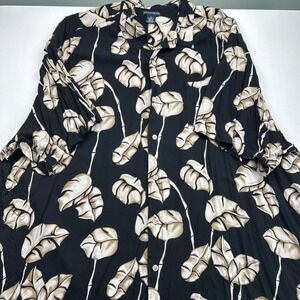 Knightsbridge Mens Hawaiian Shirt 4XL Black Floral Button Down‎ Short Sleeve